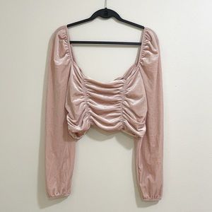 H&M ruched crushed velvet crop top